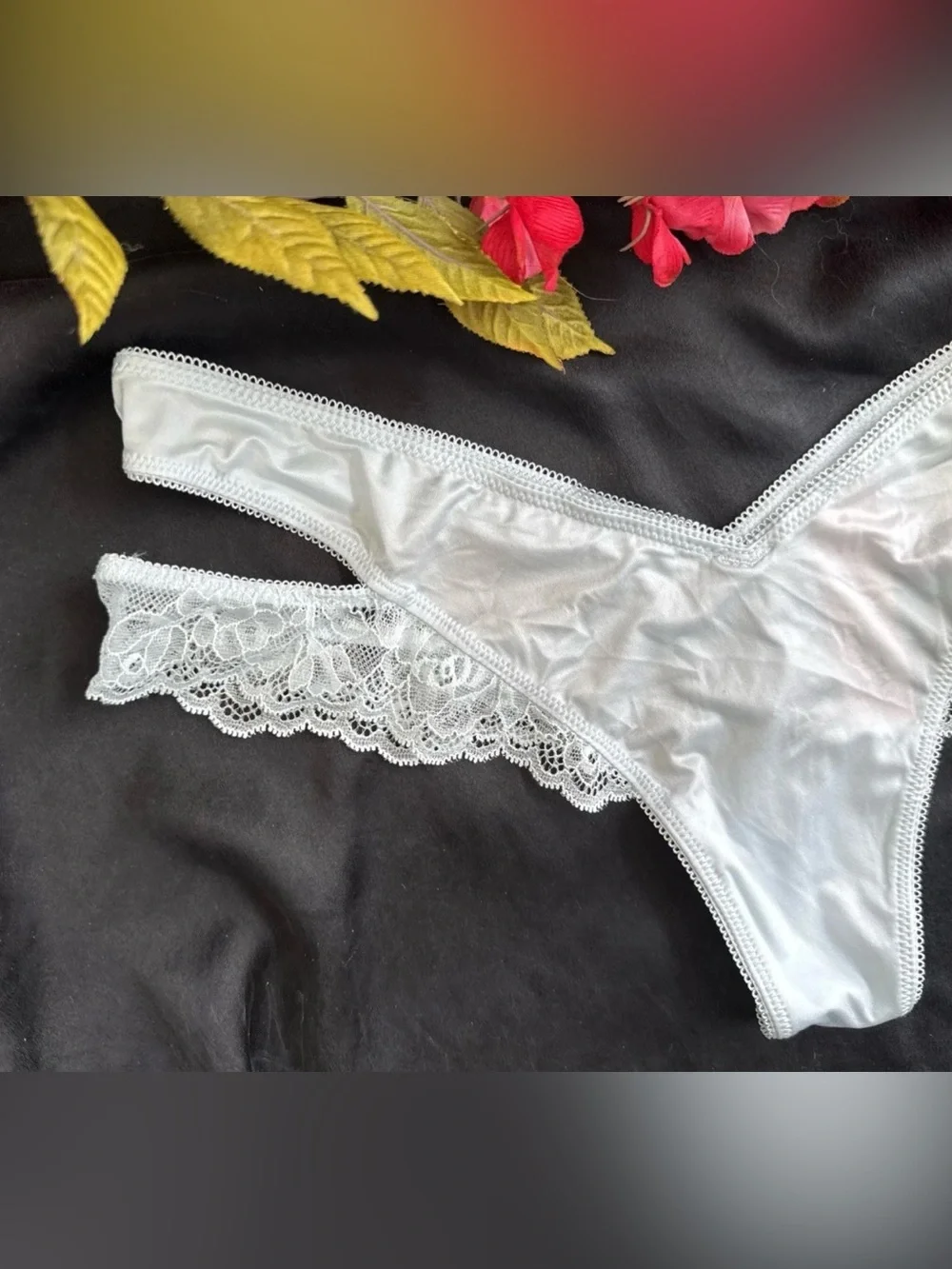 VICTORIA'S SECRET L BLUE WINGS VERY SEXY HIGH LEG CHEEKY SILKY PANTIES NWT